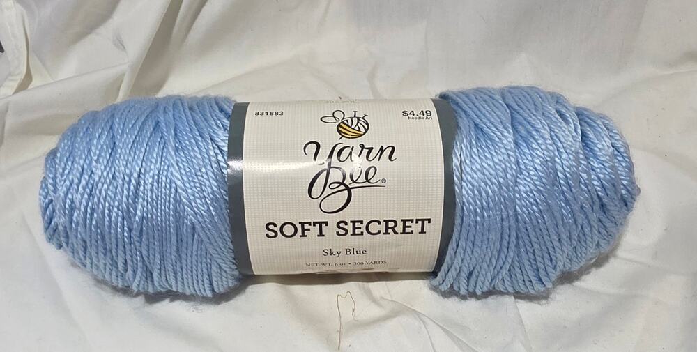 Yarn Bee Soft Secret Sky Blue Yarn 6 oz 300 Yards Acrylic Worsted Weight 4